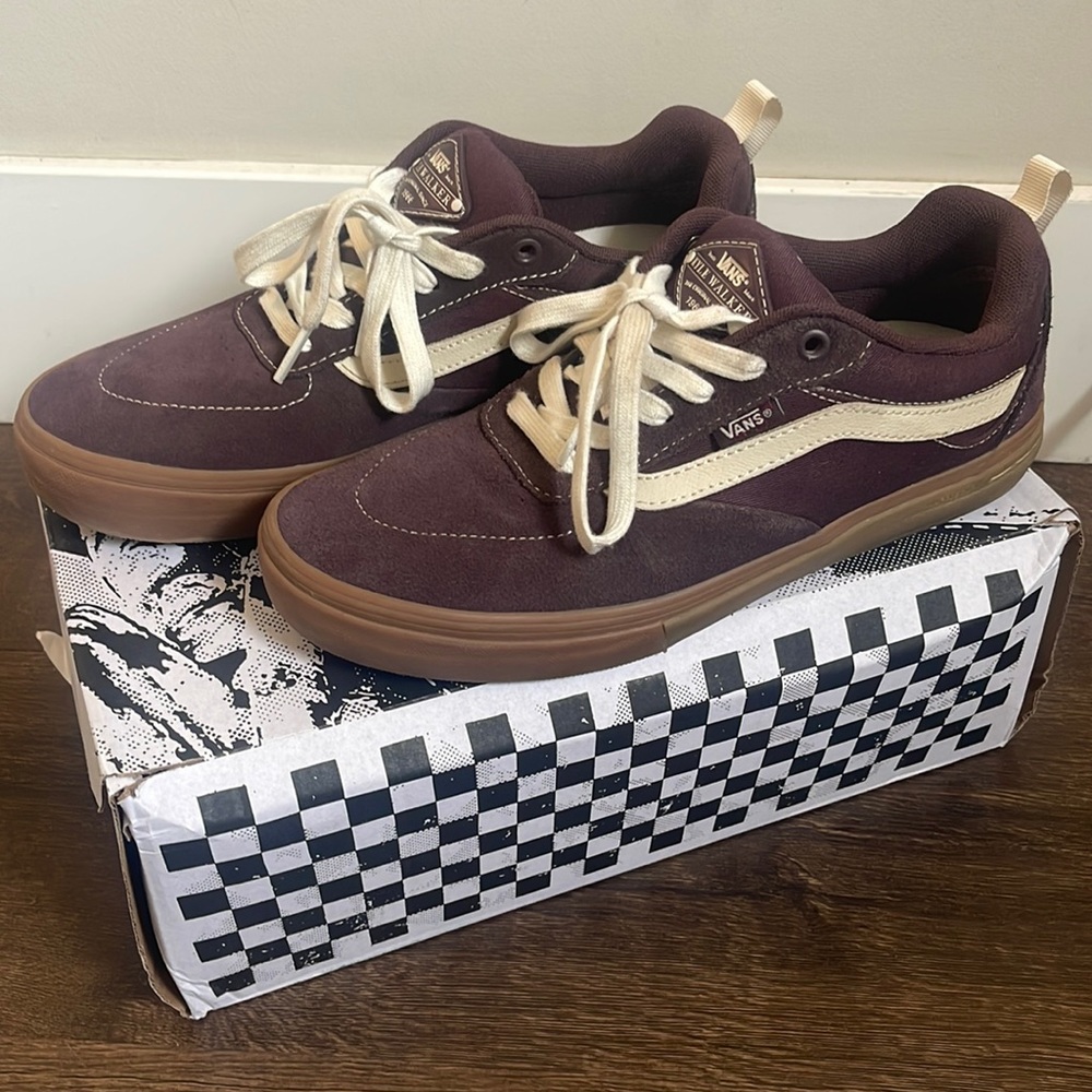KYLE WALKER PRO SKATE SHOES mens size 8.5 suede gum wine red maroon